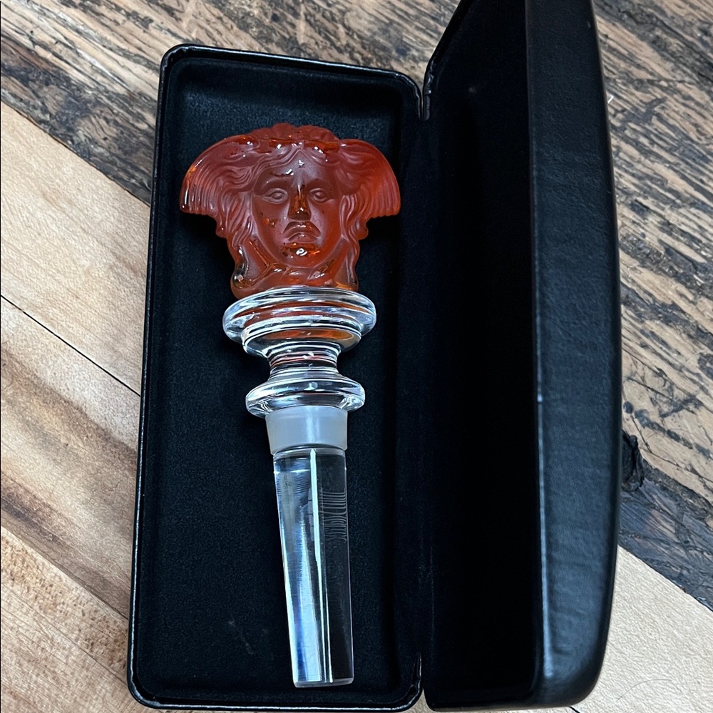 VERSACE Rosenthal Amber Glass Sculpted Medusa Bottle Stopper